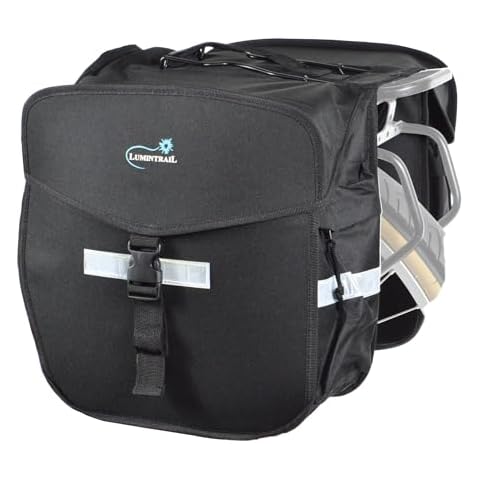Lumintrail Bike 36L Double Panniers - Saddle Bags for Rear Rack Bike Bags with Safety Reflective Strips, and Carrying Handle - Perfect for Grocery Shopping, Easy Commuting and Long Cycling Trips Cover
