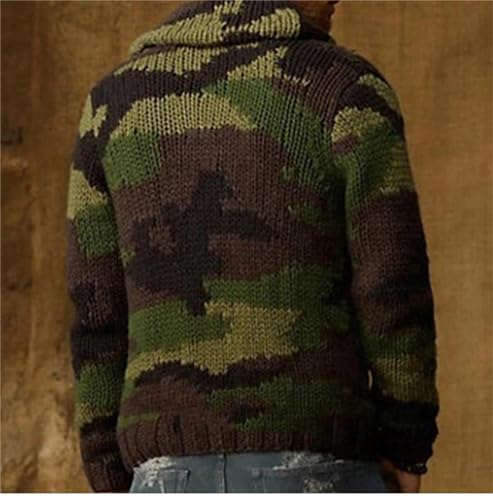 Men Camouflage Knitted Cardigan Jacket Slim Long Sleeve Casual Sweater Retro Blazer2