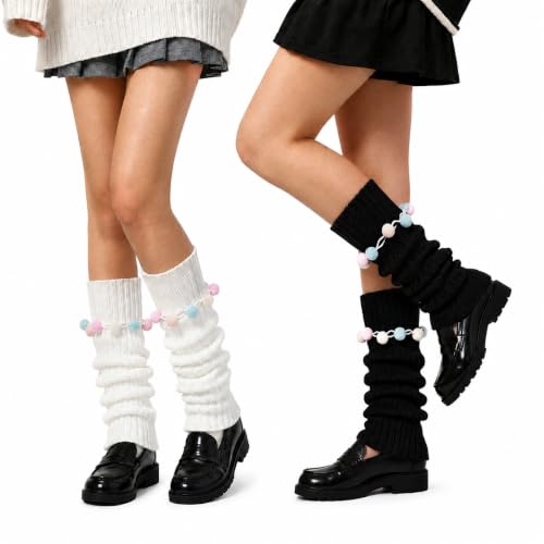 Image of 2 Pcs Leg Warmers Y2k, Leg Warmers, Y2k Accessories, Cute Kawaii Cream Legwarmers for Women Winter