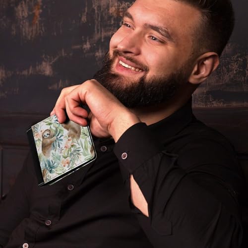 Watercolor Sloth Bifold Wallets for Men Pu Leather Durable Personalized Mens Wallets for Work Or Daily Use4