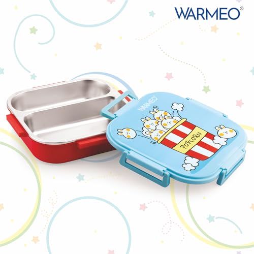 Image of WARMEO Jerry Insulated Lunch Box with Two Compartment BPA Free, Kids Lunch Box,Food Grade Ideal for School, Picnic, Office & Outdoor - 500ml Popcorn, Stainless Steel