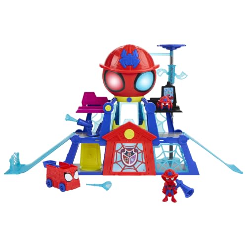 Hasbro Marvel, Spidey e i suoi fantastici amici, Rescue-Webs Web-Quarters, playset con action figure da 7,6 cm e veicolo giocattolo, giocattoli a tema supereroi per bambini e bambine, dai 3 anni in su
