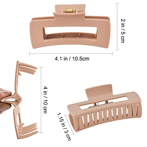 8 Pcs Large Hair Claw Clips 4.1" Non-Slip Big Square Matte Hair Claw Clips For Women Girls, 4 Styles4 Colors Strong Hold Banana Clips For Thick Thin Hair 90'S Vintage Hair Clip #TOP1