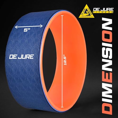 Image of De Jure 13-Inch Yoga Wheel for Back Pain Relief, Stretching & Flexibility | Durable Yoga Prop with Soft Foam Padding for Backbends, Massage, and Exercise - Ideal for All Skill Levels - Orange & Navy Blue