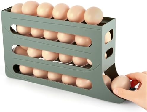 HOTUT Egg Storage Box, 4 Layers Refrigerator Organizer Fridge Rol...