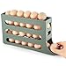 HOTUT 4 Tier Egg Holder for Fridge,Rolling Egg Dispenser Rack,Space Saving Egg Tray,Auto Rolling Fridge Egg Organizer,Automatically Rolling Egg Storage Container for Kitchen Refrigerator Table (Gray)
