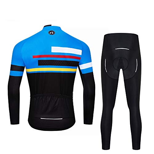 Conjunto de Roupa de Ciclismo Respirável Manga Comprida Camisa Masculina Acolchoada Calça MTB Wear,