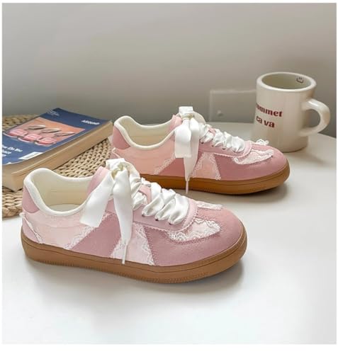 Sneakerina Dressy Ballet Sneakers Women Girls Cute Y2K Retro Leather Round Toes Slip on Non-Slip Chunky Sole Lace-up Platform Tennis Sneakers Preppy Back to School Gifts Daughter Granddaughter3