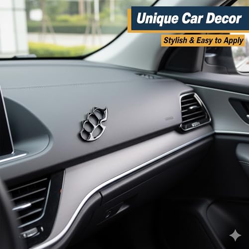 Image of Knuckle Wall & Car Decal Sticker | 3D Metal Design for Home Wall Decoration, Car Door, Bike & Laptop | Self Adhesive, Rustproof, Durable (12.5 x 5.5 cm) (Silver)