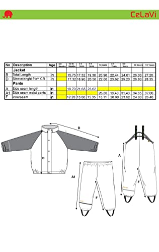 Image of CeLaVi European Kids Rain, Mud and Snow Suit for Boys Girls with Detachable Hood, Waterproof 2 Pcs Rain Set or Onepiece