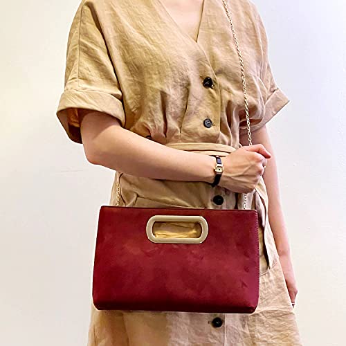 Image of Top Handle Faux Suede Clutch