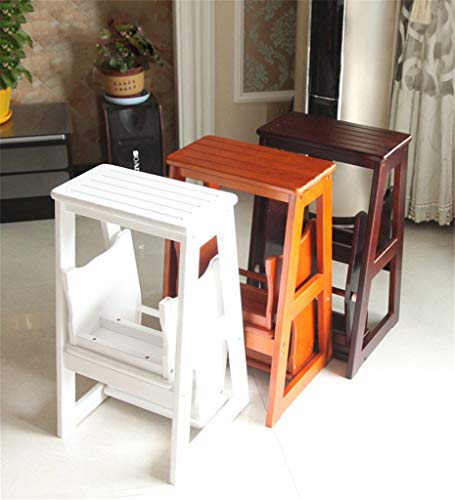 Escalera de taburete plegable con 3 capas de madera maciza estable 4