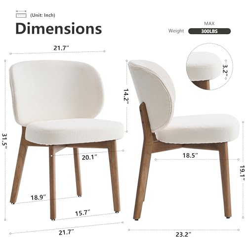 Image of YOUNIKE Dining Chairs Set of 3 Modern Kitchen Dining Room Chairs Beige | Chenille Fabric Upholstered Armless Side Accent Chair with Back Wide Padded Seat Wooden Leg, Soft, Breathable, Comfortable