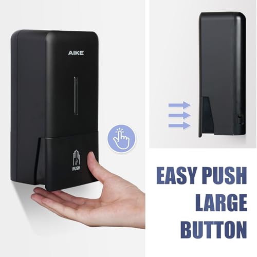 AIKE AK1006 800ML Wall Mounted Soap Dispenser, Plastic Manual Hand Soap Dispenser, Liquid Soap Dispenser for Public Usage, Black - Cosy Home Interiors AIKE AK1006 800ML Wall Mounted Soap Dispenser, Plastic Manual Hand Soap Dispenser, Liquid Soap Dispenser for Public Usage, Black - Image 2