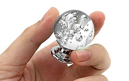 Juego de 10 pomos de burbujas de cristal, asas redondas para armarios, armarios, armarios, cajones, muebles de cocina o habitación de niños (cristal)