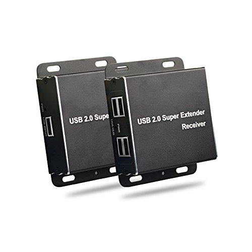 Huasion USB 2.0 Extender 196 ft Over Cat5e Cat6 Cable 1 Input 4 Ports Output Plug and Play No Driver Needed Support All Operating Systems Two Web Cameras Work Synchronously