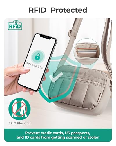 BAGSMART Cross Body Purse, Mini Crossbody Bags for Women Travel Purse, Puffy Shoulder Handbag Wallet with RFID Blocking Slots, Brown-small4