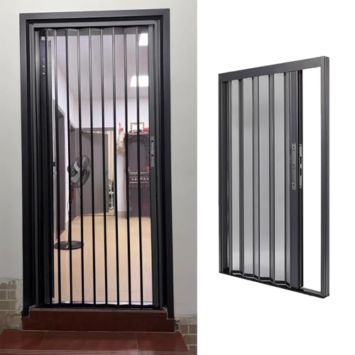 Porte Accordéon Intérieure en Maille Métallique Jievmrs, Porte Coulissante Pliante Ventilée avec Rail et Cadre, Porte Moustiquaire Pliable pour Couloir, Chambre, Bureau ou Chambre(2m)