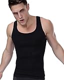 Shaxea Men's Seamless Compression Shirt, Body Slimmer Shapewear with Abs Abdomen Slim Undershirt Tan