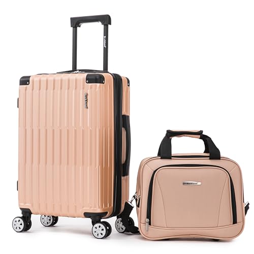 Rockland Hardside Spinner Wheel Carry On with Tote Luggage Set, Champagne