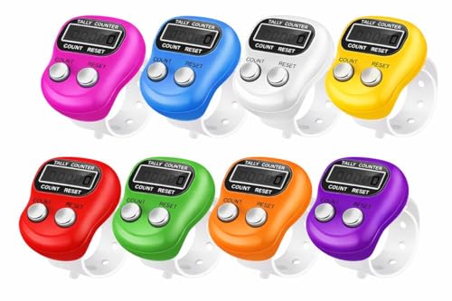 Image of KTRIO 8 Pack - Digital Finger Counter Electronic Hand Tally Counter with Adjustable Strap, LCD Display & Reset Button | Portable Japa Counter for Chanting, Meditation, Sports & Score Tracking