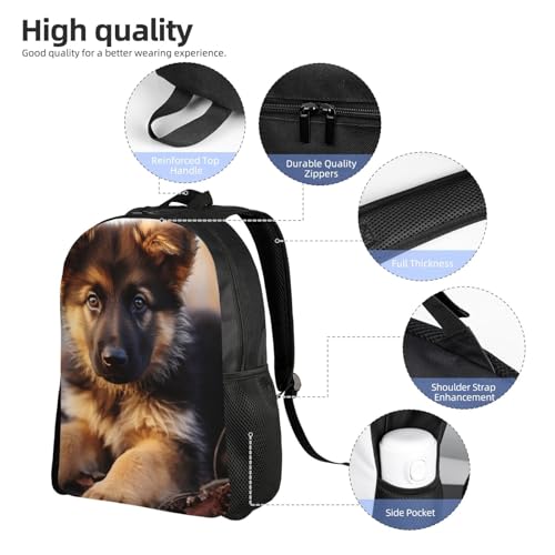 German Shepherd Puppy Travel Backpack for Men Women 15.6 inch Laptop Backpack Casual Daypack for Weekender3