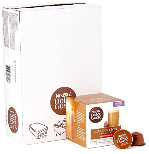 Nescafé DOLCE GUSTO CAFÉ CON LECHE DESCAFEINADO - Pack de 6 x 16 cápsulas - Total: 96 Cápsulas