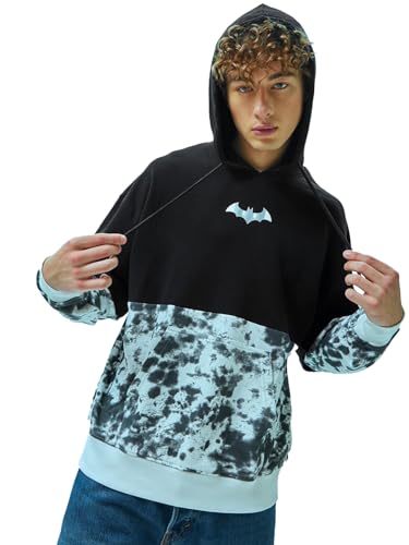 Image of Bewakoof Men's Cotton Blend Official Dc Merchandise Graphic Printed Oversized Fit Full Sleeve Terry Hoodies
