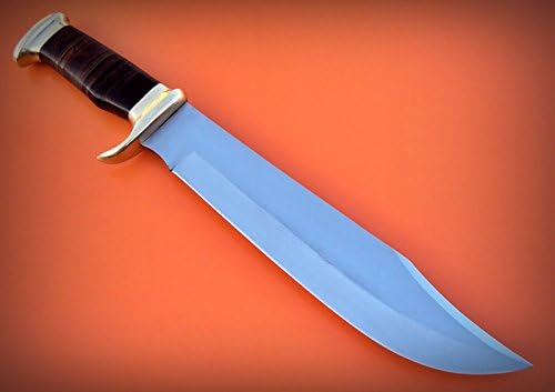 Miniatura 3 de Poshland REG-HKC-134 Cuchillo de caza hecho a mano de acero de alto carbono de 16.6 pulgadas, hermoso mango de hoja de cuero con refuerzo de latón