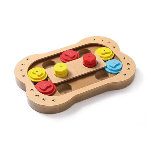 Record - Gioco di Attivazione Mentale per Cani Osso - livello difficoltà 2 – Rompicapo per Cani – Materiale Legno – Base Antiscivolo – Dimensione: 28,5 x 19 x 2,7h cm