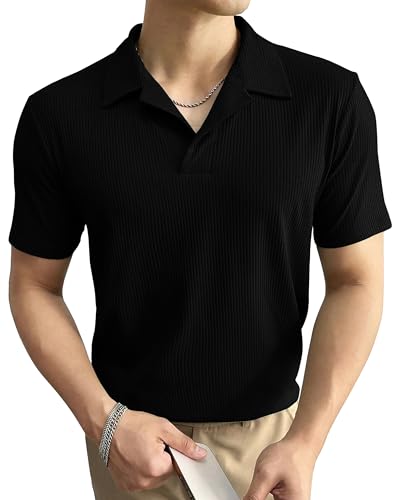 Image of I ENTERPRISE Cotton Blend Regular Fit Round Spread Collar Solid Short Sleeve T-Shirt for Men & Boys
