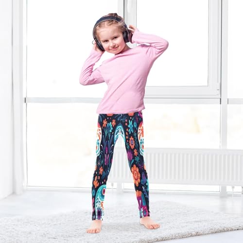 Bolaz Toddler Girls Leggings Printed Yoga Pants Leggings Orange Flower Skeleton for Kids4