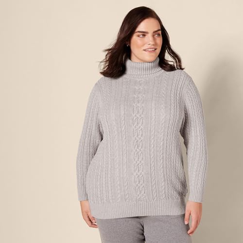 Image of Amazon Essentials Women's Long Sleeve Fisherman Cable Knit Turtleneck Sweater (Available in Plus Size)