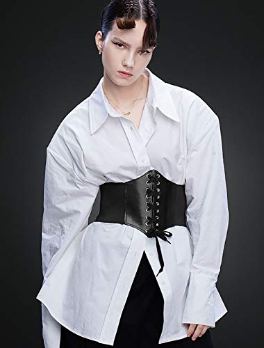 Glamorstar Corset Belt for Women Wide Elastic Tied Waspie Belts Lace-up Leather Waist Belts for Women Dresses2