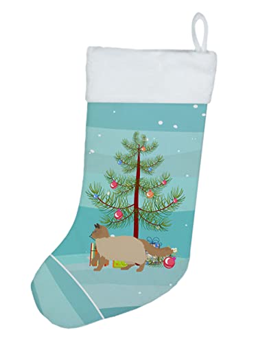 Caroline's Treasures CK4693CS Ragdoll #2 Cat Merry Christmas Christmas Stocking Fireplace Hanging Stockings Christmas Season Party Decor Family Holiday Decorations