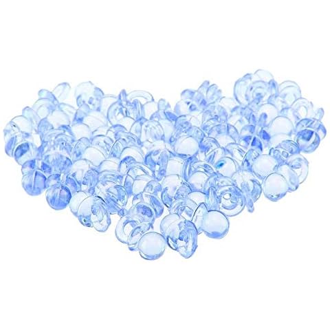 WEKNOWU 50PCS Baby Shower Blue Crystal Plastic Dummies Confetti Mini Pacifier Scatter for Baby Boy Christening Decrations Cover
