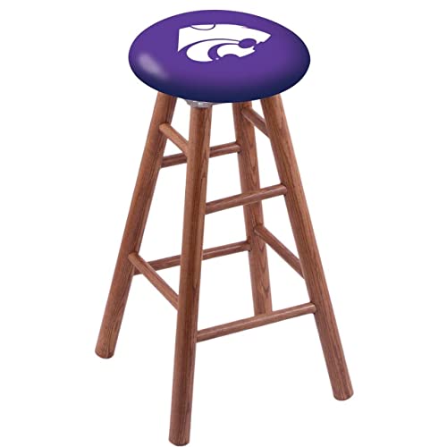 Holland Bar Stool Co. Oak Extra Tall Bar Stool in Medium Finish with Kansas State Seat by The