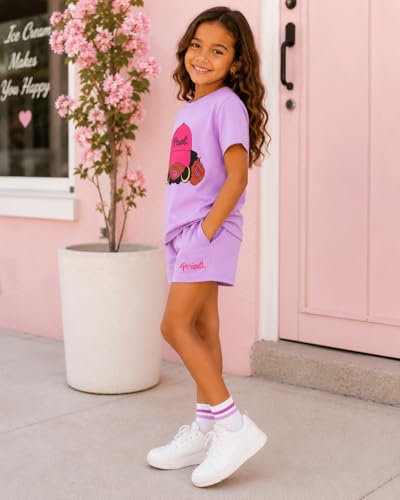 Image of Kid Toddler Girl Butterfly Printed Short Sleeve T-Shirt + Waist Shorts Set 2PC Clothing For Summer