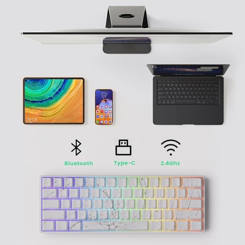 Image of MONSGEEK FUN60 MAX Rapid Trigger Gaming Keyboard 8k SP Magnetic Switch HE Keyboard Multi-Modes Wireless 60% Nebula White, Glare Magnetic Switch