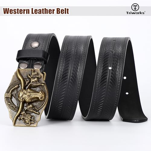 Western Cowboy Leather Belt for Men Women Cowgirl Western Country Belt Mens Buckle Belt for Jeans3