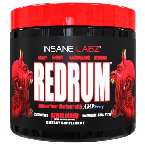 Image of Insane Labz Redrum High Stim Pre Workout NO Booster Powder, Loaded with Beta Alanine Agmatine Sulfate Taurine Fueled by AMPiberry, OXYgold,Focus Strength Recovery,25 Srvgs Devil's Blood Black Cherry