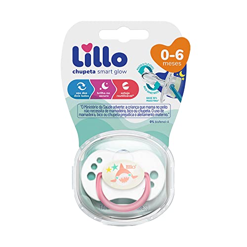Chupeta Smart Glow Bico Simétrico Tam 1 - Lillo, Rosa