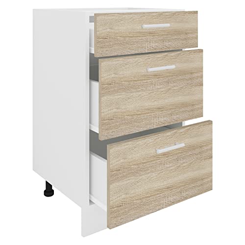 VCM Küchenschrank Breite 50 cm Schublade Unterschrank Küche Küchenmöbel Esilo Weiß/Sonoma-Eiche VCM Küchenschrank Breite 50 cm Schublade Unterschrank Küche Küchenmöbel Esilo Weiß/Sonoma-Eiche