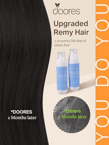 Image of DOORES Sew in Hair Extensions Real Human Hair, Natural Black 16 Inch 80g Natural Straight Bundles for Women