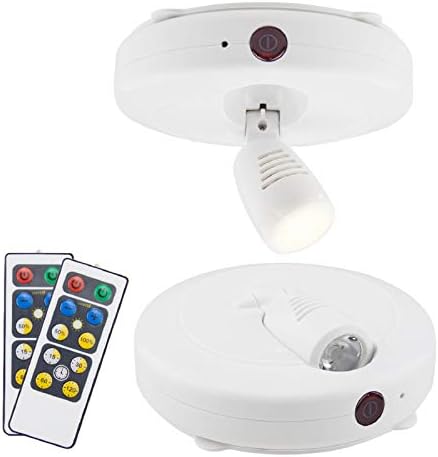 LUXSWAY Wirelss LED Spotlights| Battery Art Lights with 2Remote| Dimmable Accent Lights| Display Picture Lights with Rotatable Head| Stick On Wall Lights for Poster Dartboard Artwork-2Pack