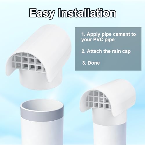 Radon Vent Cap for 3in/7.62cm Schedule 40 Pipe, PVC Roof Vent Cover for Radon Fan Flue & Exhaust Pipes Protects from Rain Snow Leaves & Animals Safeguards Fan Motor – Ventilation Mitigation System
