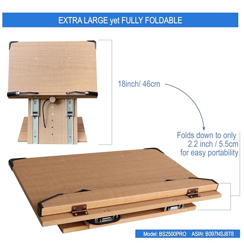 Image of BS2500PRO XL Super Heavy Duty 15.4x10.5 Portable Height Adjustable Foldable Eye Level Bookstand Holder for Reading Hands Free Large Thick Heavy College Textbooks Tablets Neck Pain Free