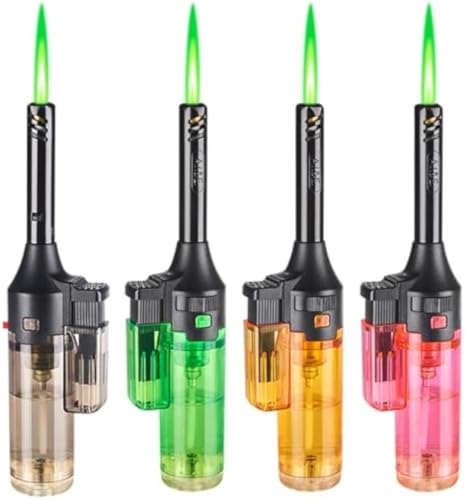 4 encendedores antorcha verdes recargables llama jet miniatura 1