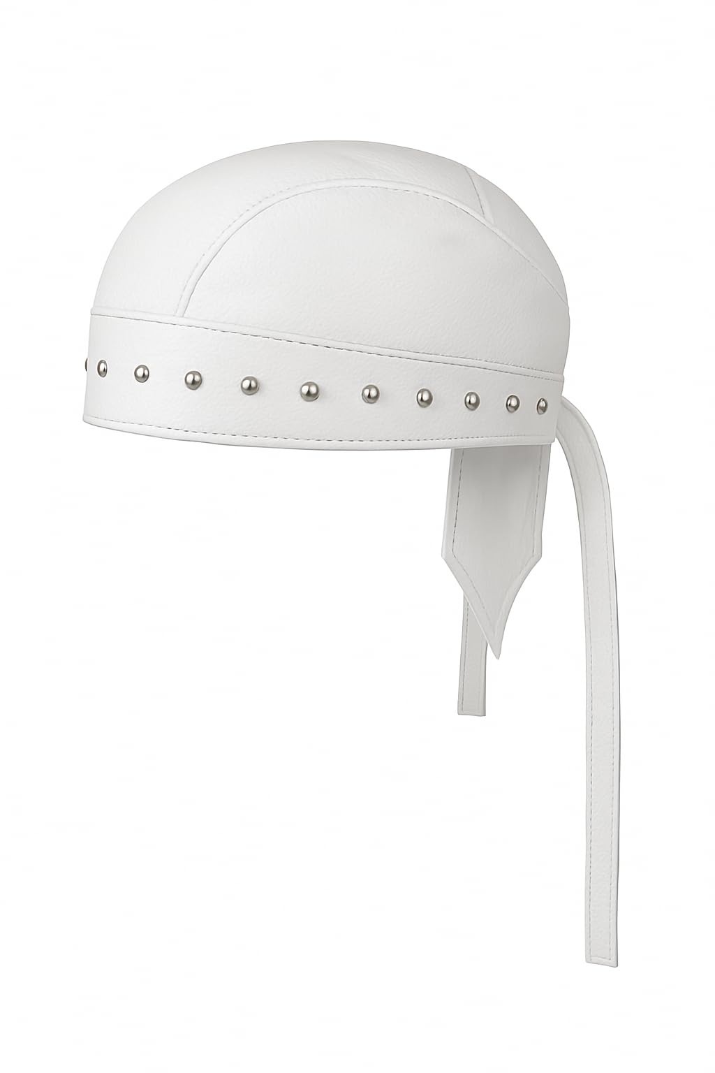 Sheep Leather caps in White Sweat Head Wraps Studded Cap Bandana Style in Real Do Du Rag Leather
