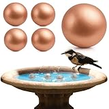 Otoolling 4 Pcs Bird Bath Copper Disk Balls, Spherical Design Purity Disk for Maximum Surface Contact, Natural Water Purification, Universal Fit Outdoor Birdbaths, All Season Use (Copper,12 mm)